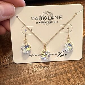 Park Lane Prismatic Crystal and Gold Earrings & Necklace Set New In Box